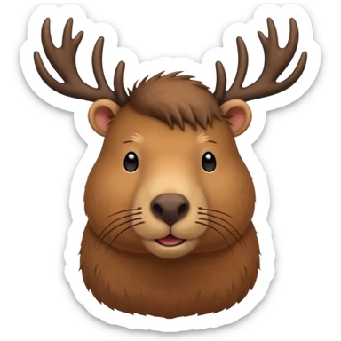 Capibara con cuernos de venado sticker