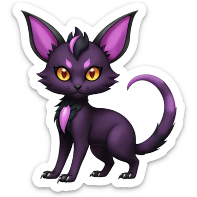 Dark gloomy gothic Black edgy cute Noivern-Noibat-Purloin-Torracat-Lykoi-Caracal-cat-Fakemon-fusion-hybrid-creature with an imp tail  sticker