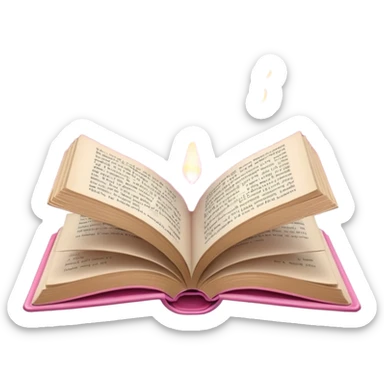 An open pink book with lights emerging from its pages sticker