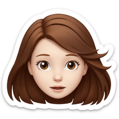 girl with brown hair and pale skin flipping their hair sticker
