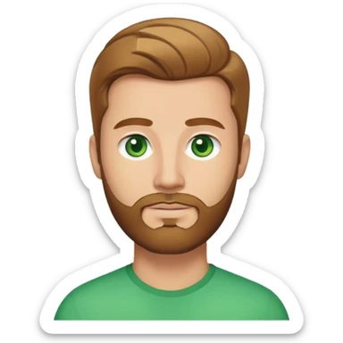 2 Man with light brown hair combed upwards. With soft beard and green eyes sticker