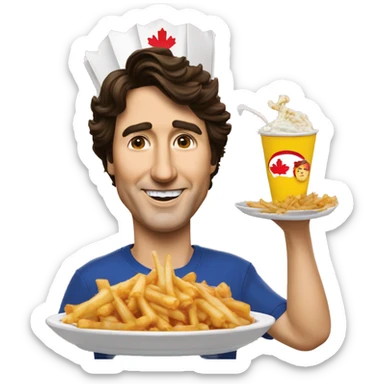 Justin trudeau mange une poutine sticker
