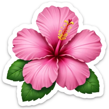 A pink hibiscus flower but in the shape of a heart sticker
