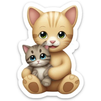  Baby cat and his teddy bear sticker