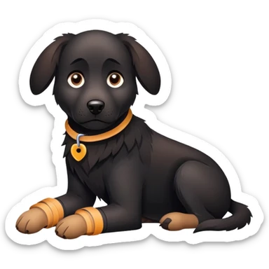black dog with a splint on his broken arm sticker