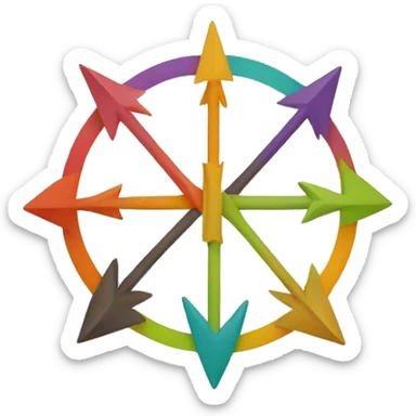 A circle formed by three arrows. Colorful. sticker