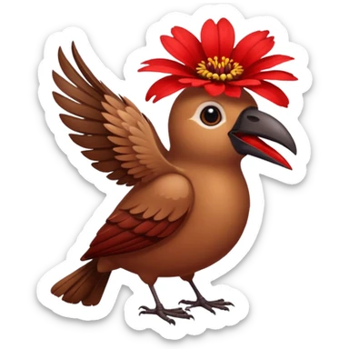A bird carrying a red flower in its mouse  sticker