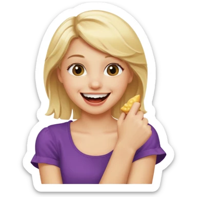 Emoji blonde girl love biting an arm sticker