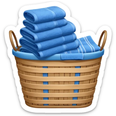 laundry basket with blue towels sticker