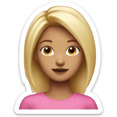 girl with blonde hair and brown eyes wearing pink  sticker