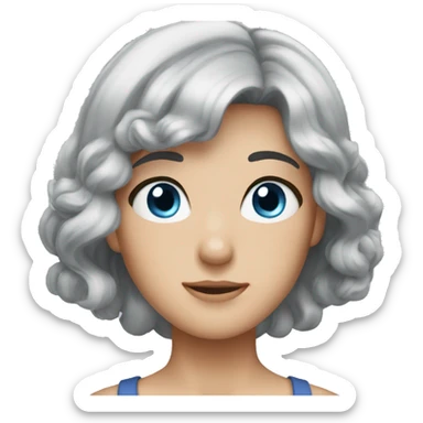 grey hair blue eyes sticker