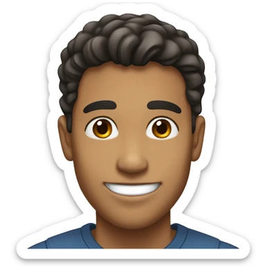 Tall Hispanic young man smiling with light brown skins and dark hair and a little bigger sticker