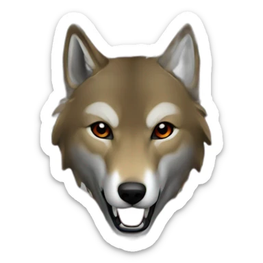 flag with red vector wolf head on black background sticker