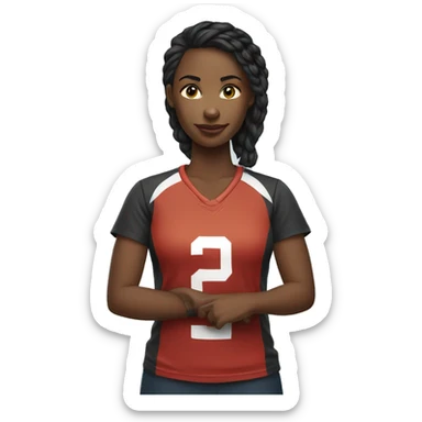 female player with a Bay F t-shirt sticker