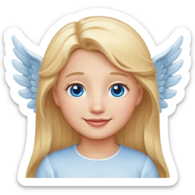 angel emoji blonde hair, blue eyes and smiling sticker