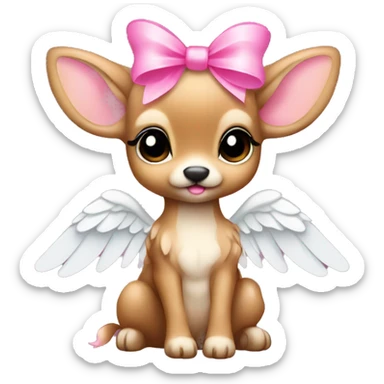 Baby fawn with pink bow and angel wings sticker