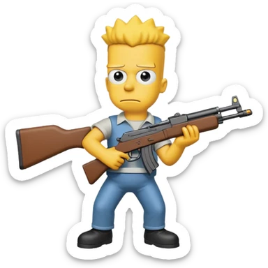 Bart simson qui tien une kalash et ki tire en l'air  sticker