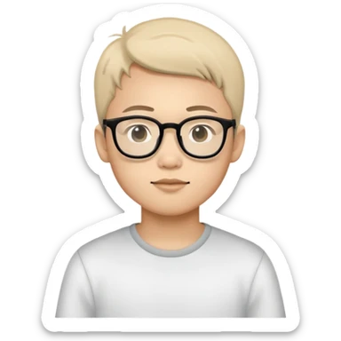 Thin Asian boy with black glasses sticker