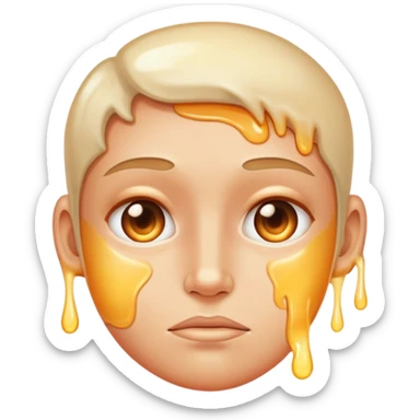 face with excessive oily shiny skin, unhealthy glow, greasy sticker