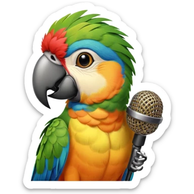 Parrot speaking into mic sticker