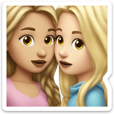 girl with brown hair kissing girl with blonde hair pale sticker