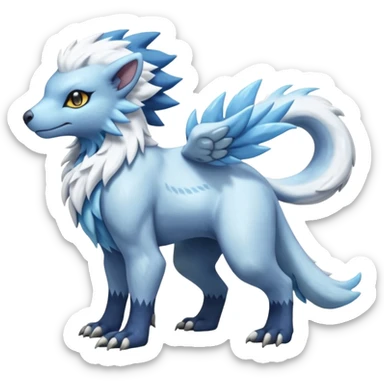 Icy scarf-covered glacial glistening glossy smooth soft flaky scaly furry hyper-realistic boreal Manectric-Absol-Luxray-Pyroar-Fakémon-fusion-animal-creature, full body  sticker