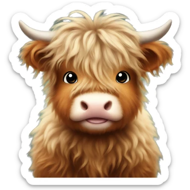 Cute Fluffy Highland cow baby sticker