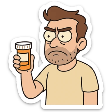 prescription bottle, cartoon style sticker