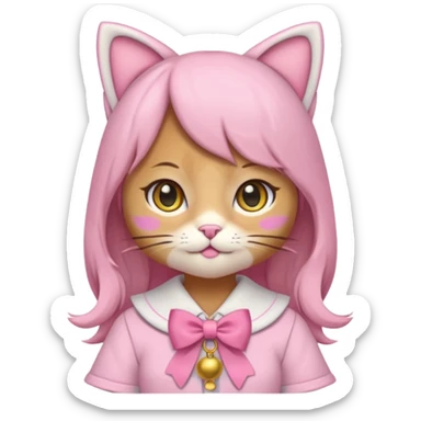 kawaii neko, cute outfit with bell sticker