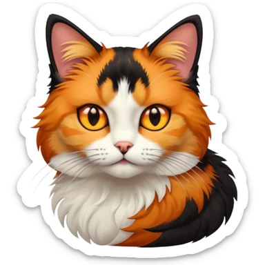 A calico cat with half its face ginger and the other half black sticker