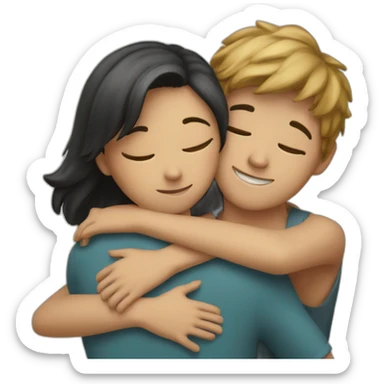 A kind boy with a girl and they hug  sticker