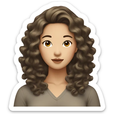 Tan Korean woma with loose curls sticker