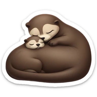 Big otter sleeping with small otter sticker