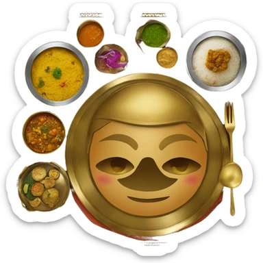 Indian brass thali meal sticker
