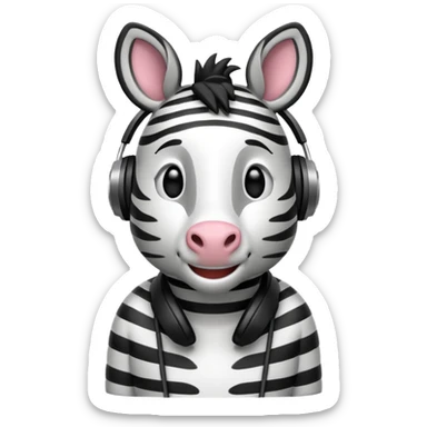 A zebra listening to music sticker