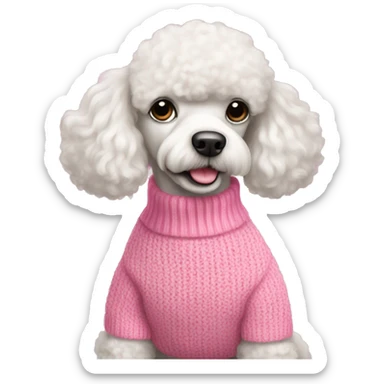 white poodle in pink sweater  sticker