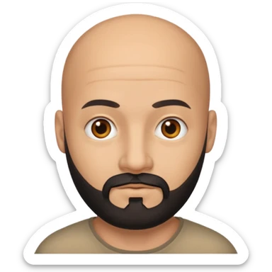 Bald fully squared head man with black beard sticker