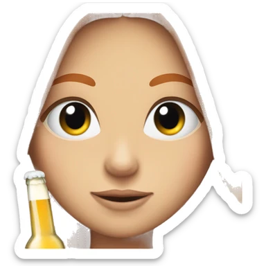 ginger straight hair and blue eyes woman with a beer on the hand sticker
