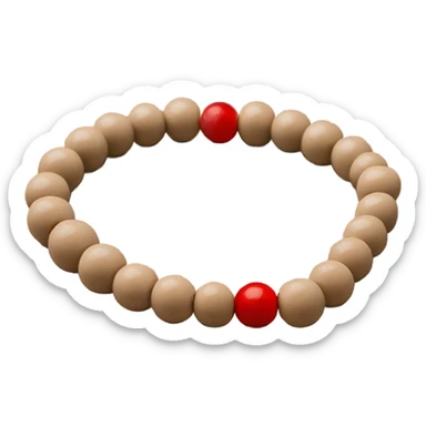 Mala beads beige bracelet with red end sticker