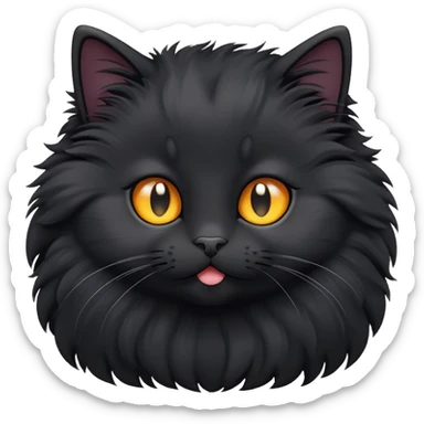 Fluffy black kitty sticker