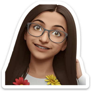 smiling girl with flowers sticker