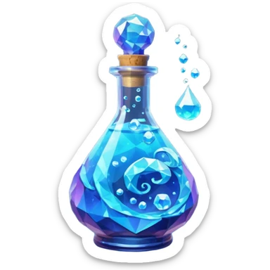 Blue Magic Fantasy Potion, Glass Low Poly sticker
