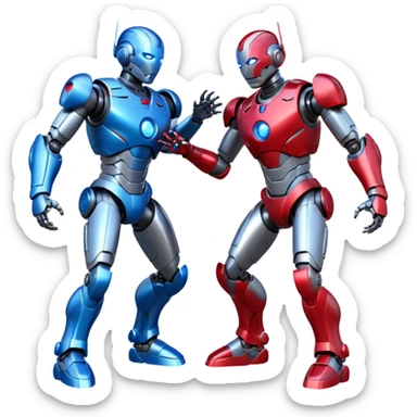 robotic fight between two futuristic robots like ultron   sticker