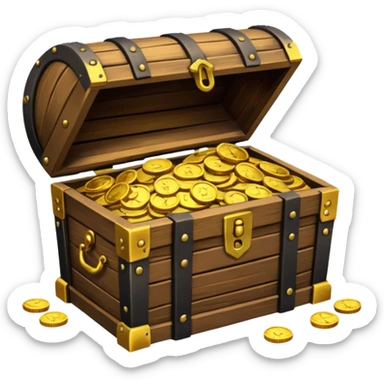 ancient pirate treasure chest slightly open sticker
