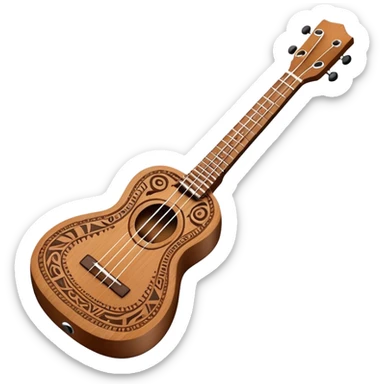 Ukulele with tribal Hawaiian carvings sticker