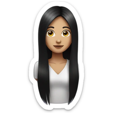 Long Black straight hair girl sticker