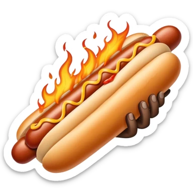 Hand Holding a Flaming Hotdog sticker