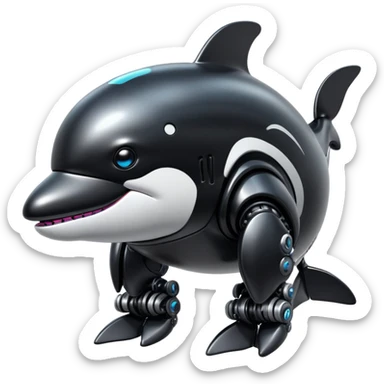 tubby black cyberpunk orca robot sticker