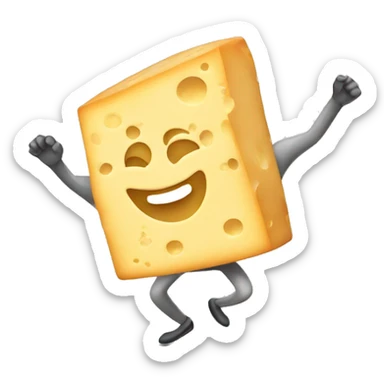 a cartoon of a cheese dancing sticker