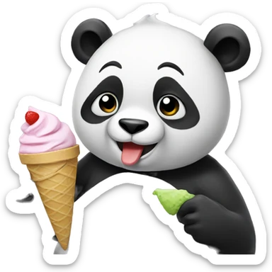 Panda eating ice cream sticker